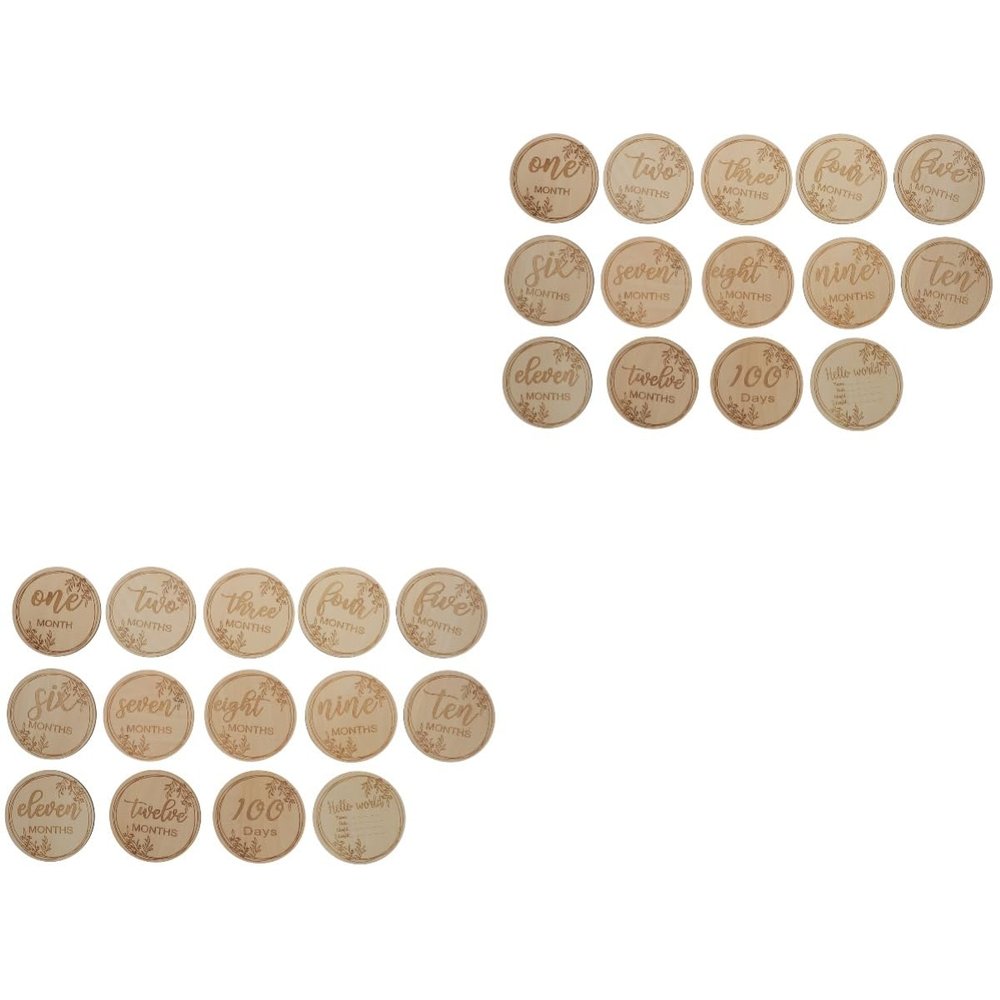 SAFIGLE 24-Piece Wooden Baby Milestone Cards for Boys and Girls