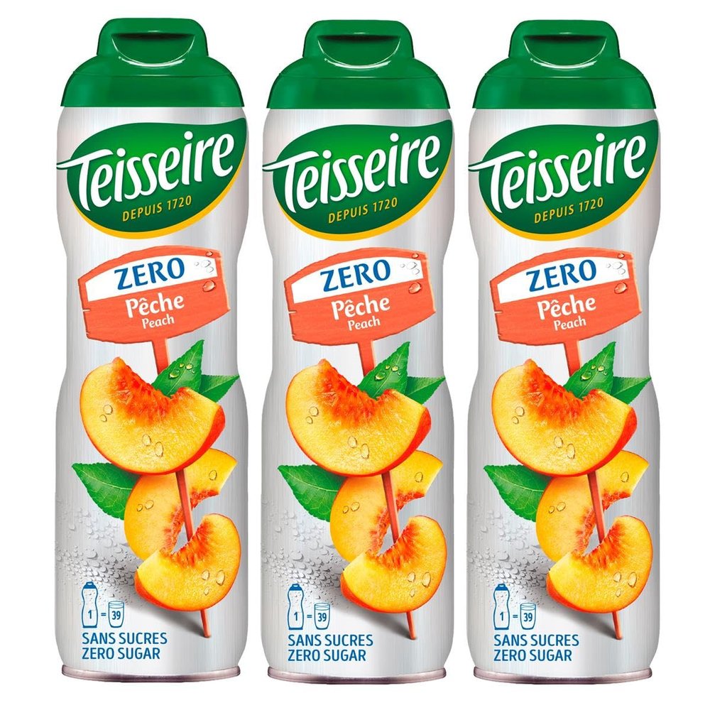 Teisseire Peach Zero-Sugar Syrup, 600 ml – Cocktails (3-Pack)