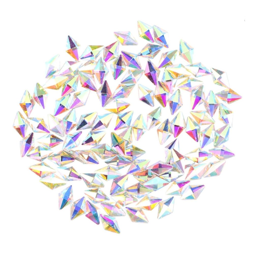 100 Diamond-Shaped Glass Nail Art Crystals