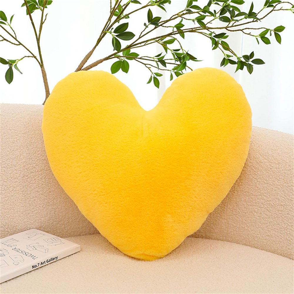 Herfair Plush Heart Pillow for Kids’ Room, Yellow, 50 cm