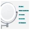 8-Inch Wall-Mounted Makeup Mirror with 3X/5X/7X/10X Magnification and LED Lights view 3