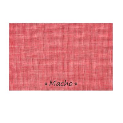 Personalized Feeding Mat for Pet Bowls, Custom Name, Washable, Waterproof, Red, 30 x 45 cm