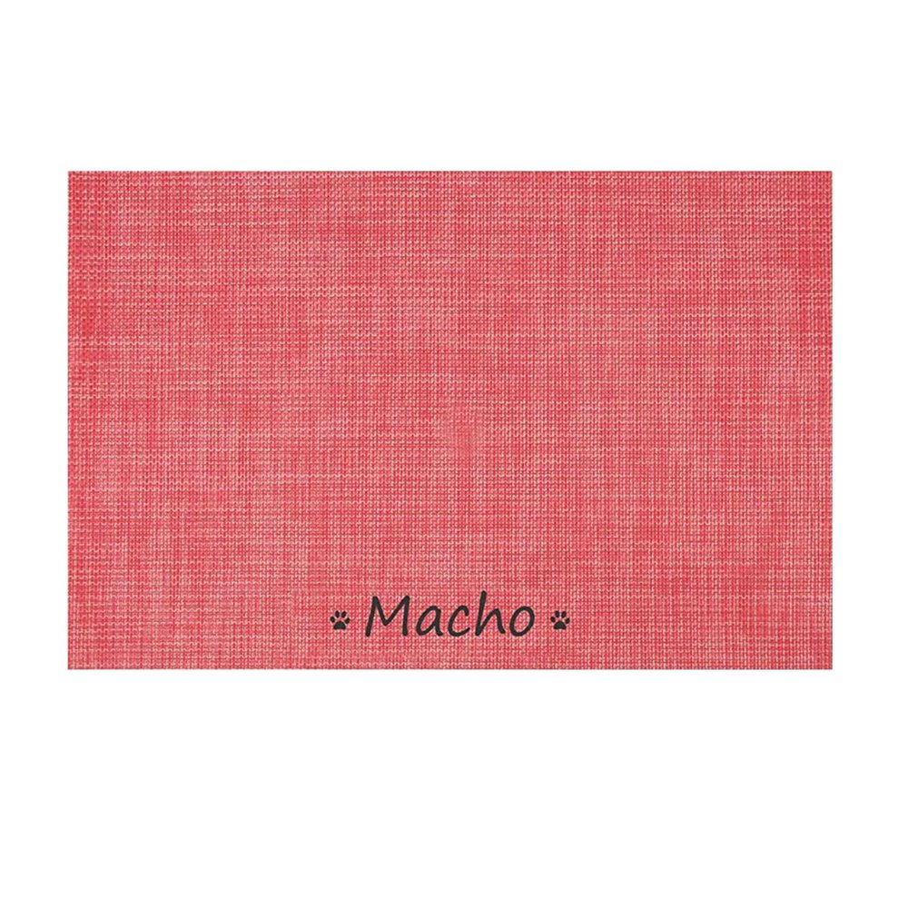 Personalized Feeding Mat for Pet Bowls, Custom Name, Washable, Waterproof, Red, 30 x 45 cm