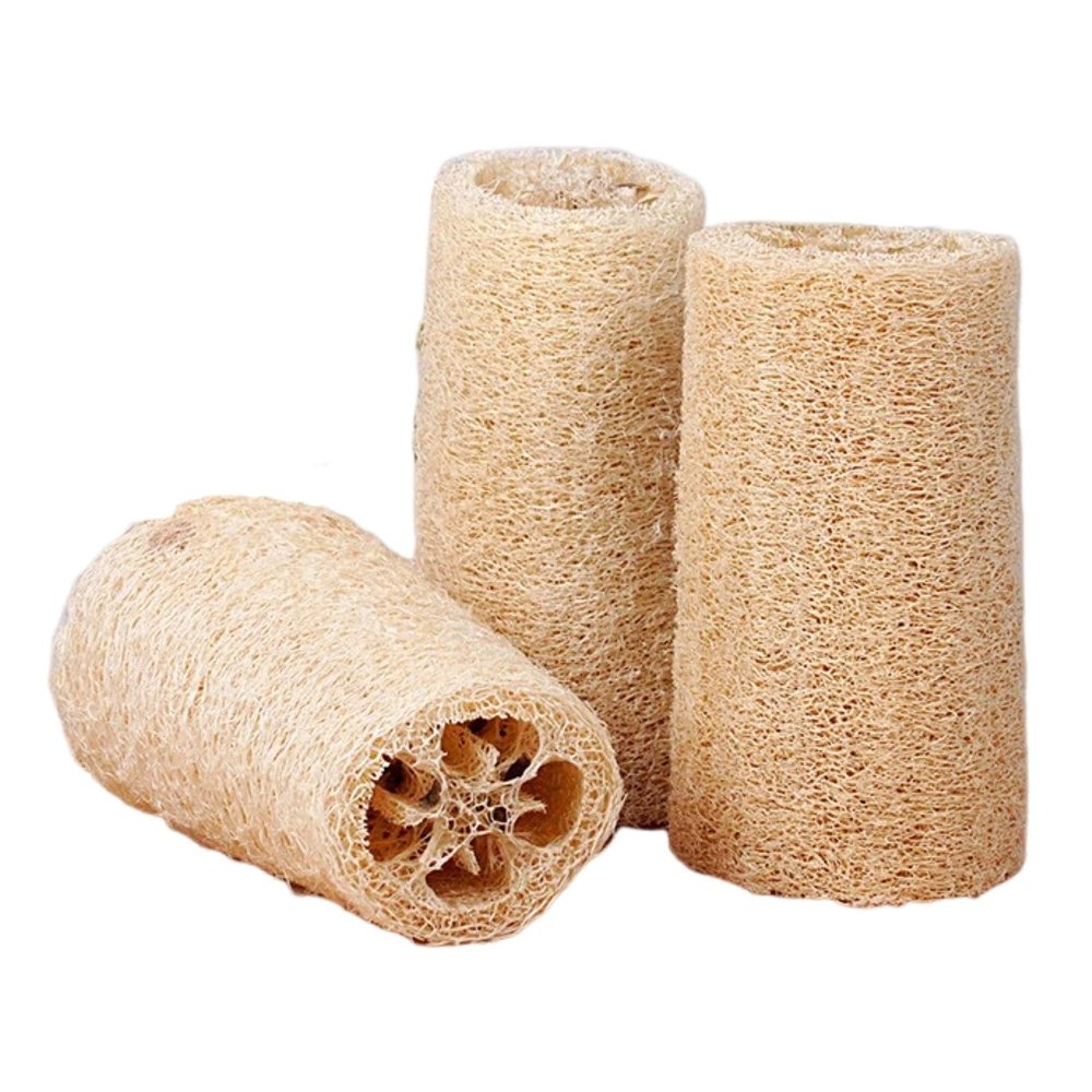 Organic Natural Loofah Sponges, 3-Pack, Beige, 12 cm