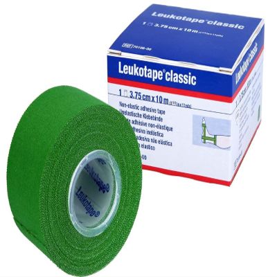 BSN Leukotape 3.75 cm x 10 m Sports Tape, Breathable, Tear-Resistant, Nonelastic, Skin-Friendly, Green, 6 Rolls