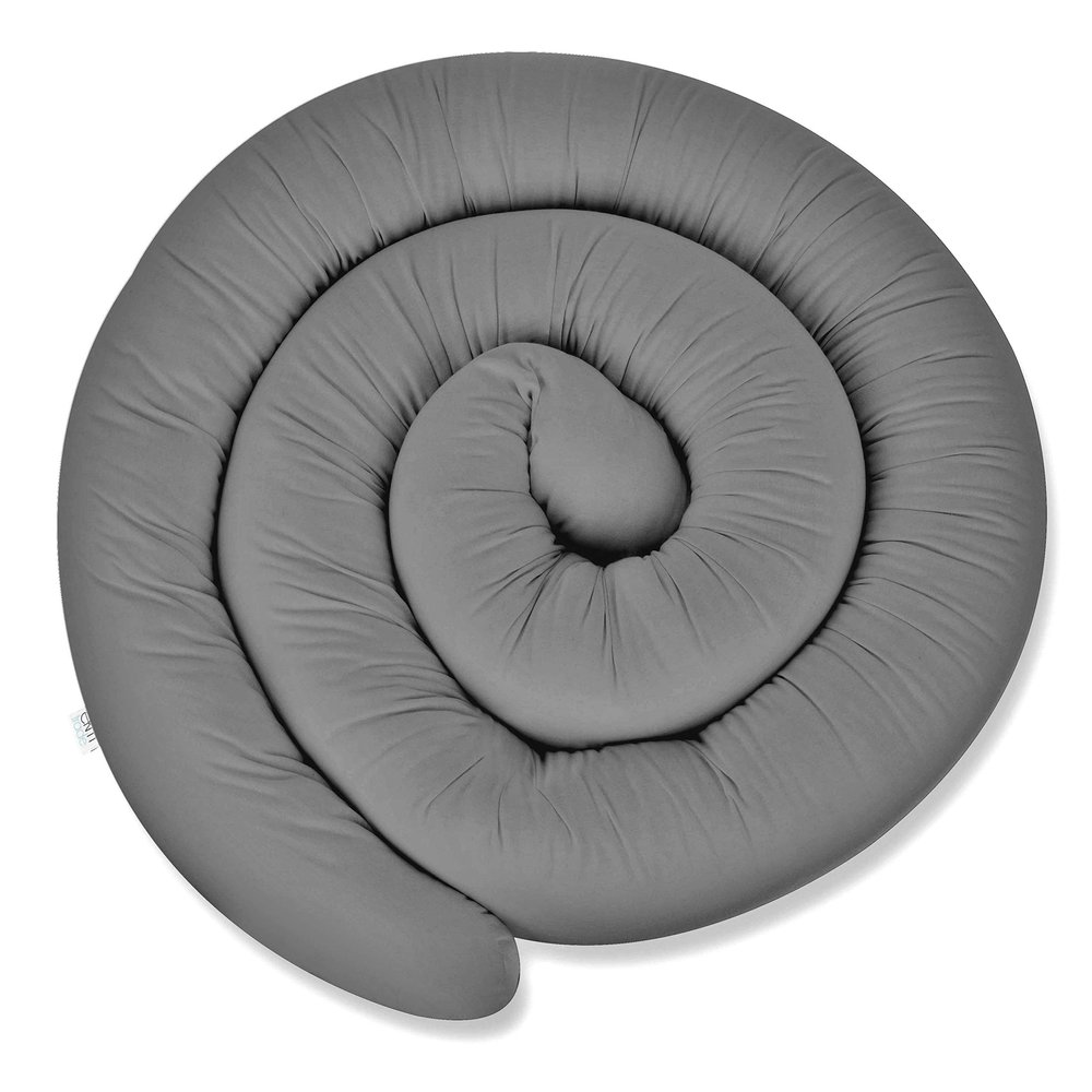 ekm trade XXXL 400 cm Bed Bumper for Allergy Sufferers, Nursing Pillow, Bolster, Decorative Cushion, Bed Guard, Handmade, 100% Cotton (30 Gray, 400 cm)