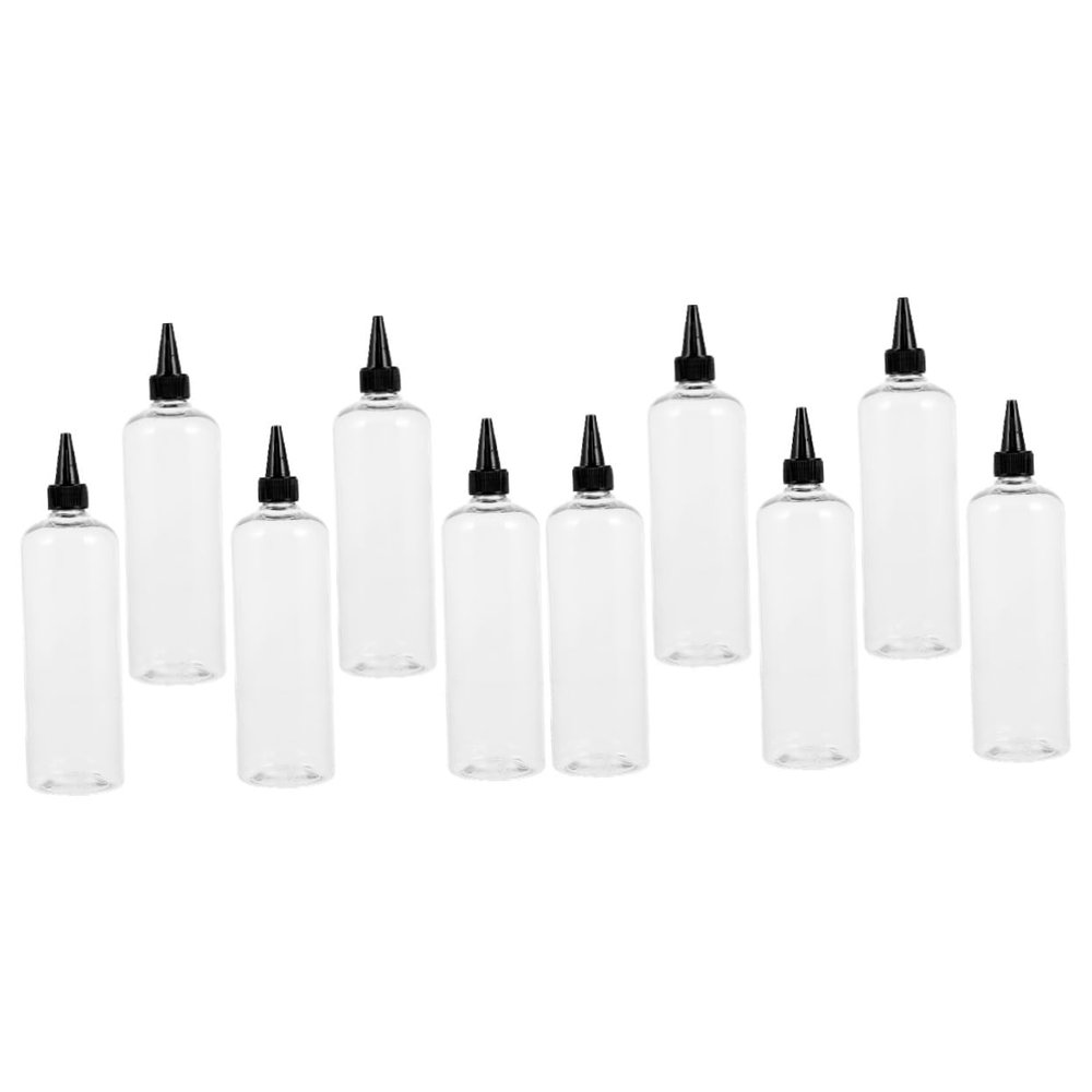 TOPBATHY 10-Piece Round Shoulder Squeeze Bottles with Pointed Spouts, Refillable Bottles for Hair Dye and Liquids