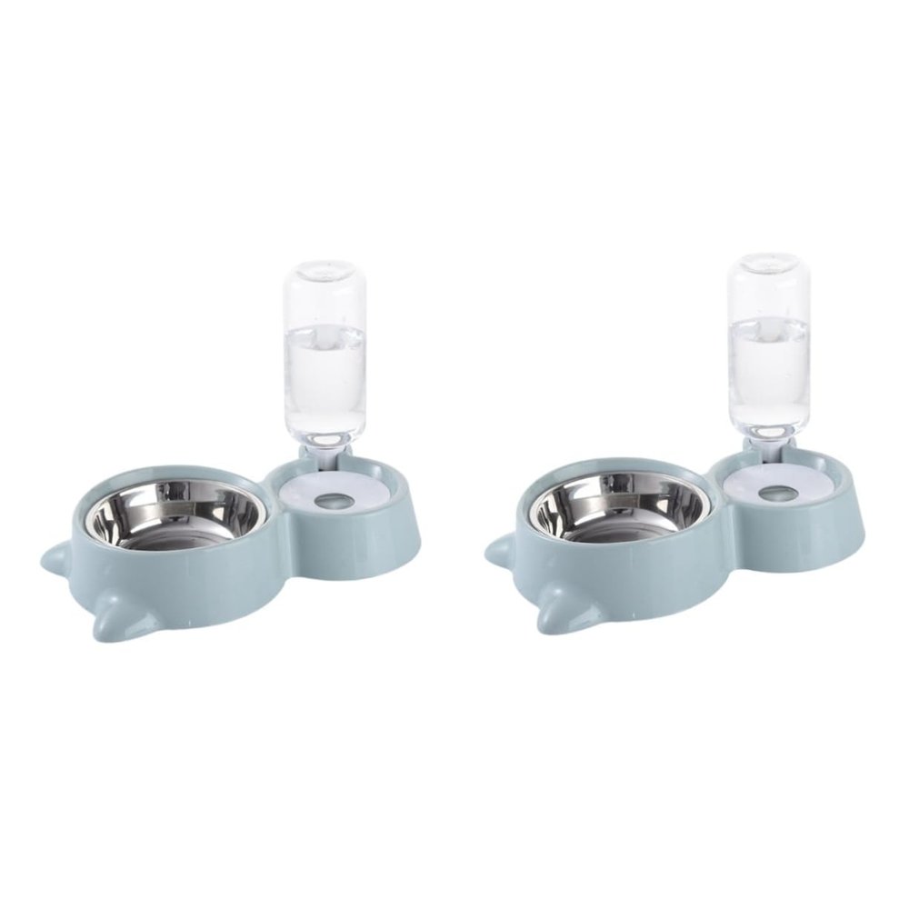 Happyyami 2-Piece Dual Pet Food and Water Bowl Set, Non-Slip, Blue