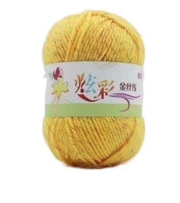 3-Piece Tricolor Acrylic Yarn with Gold Thread, 50 g, Color 04