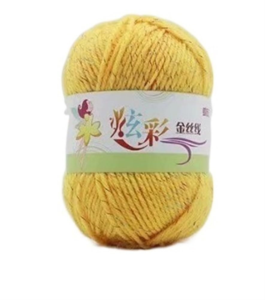 3-Piece Tricolor Acrylic Yarn with Gold Thread, 50 g, Color 04