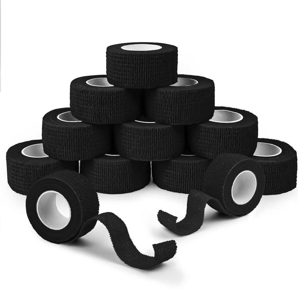 ANAMPION Self-Adhesive Bandage, 2.5cmx4.5m Non-Woven for Humans and Pets, Flexible Elastic Wrap (Black)