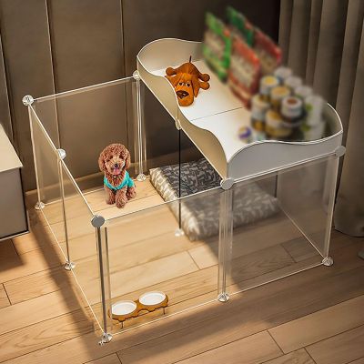 Indoor Metal Wire Puppy Playpen, DIY Small Pet Exercise Pen, White, 75 x 75 x 57 cm