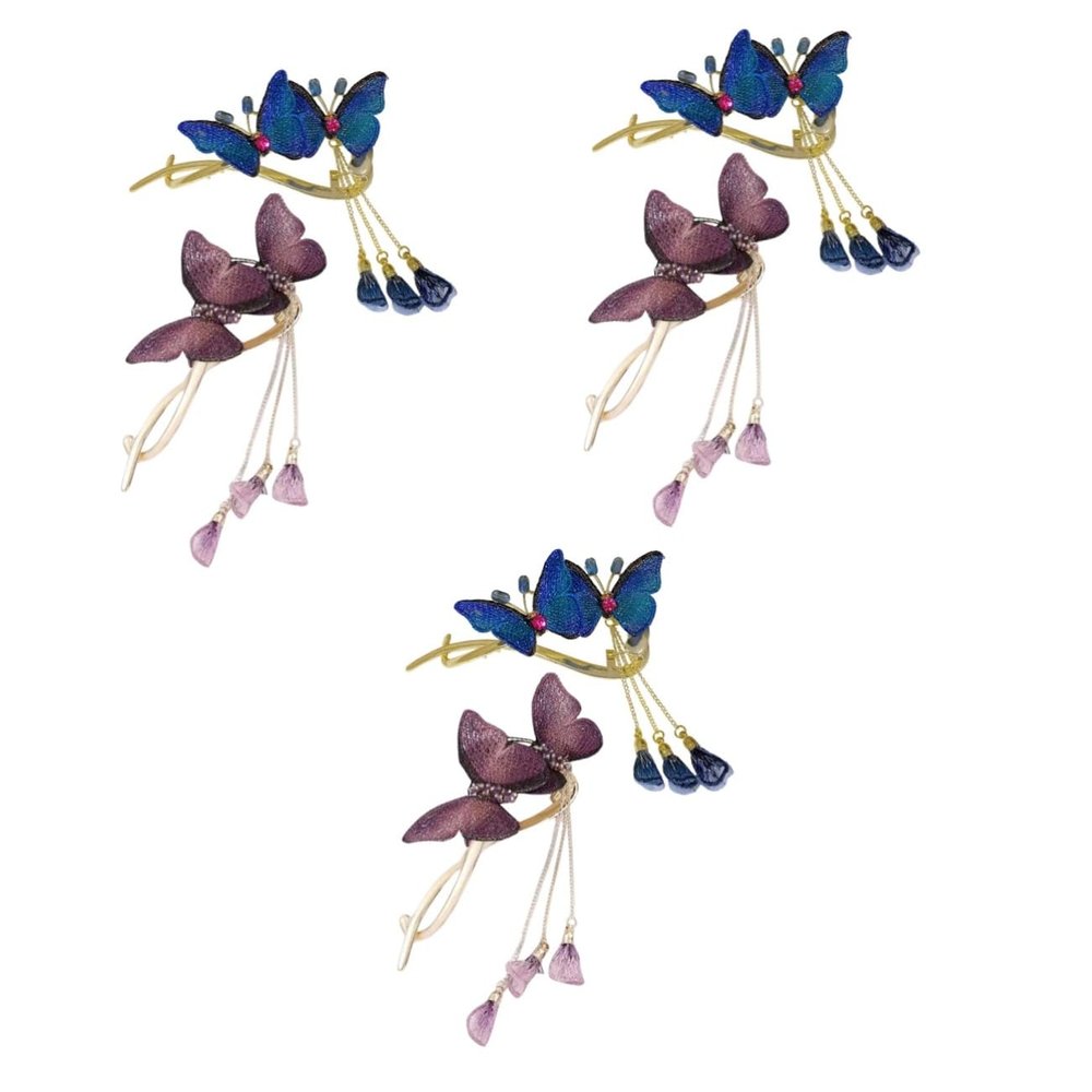 MAGICLULU 3 Sets Butterfly Hair Clips for Women, Metal Clips with Moving Wings, 2 Pieces Each
