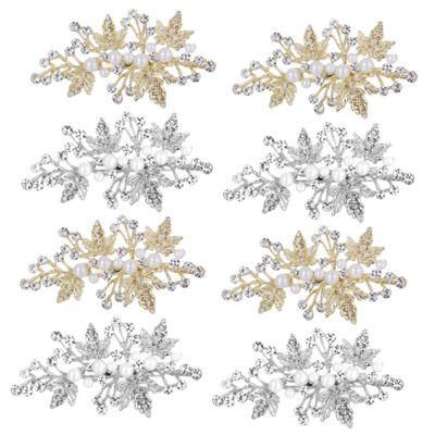 MAGICLULU 4 Sets Luxury Rhinestone Leaf Hair Clips for Bridal Weddings, 2 Pieces x 4