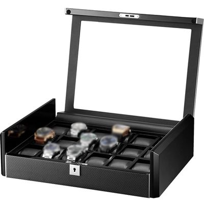 FERGERG Home Watch Storage Box for Mechanical Watches with Transparent Top Window and Multiple Compartments, Ideal for Organizing Your Collection Charitable