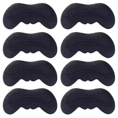 Removable Shoe Heel Pads, Heel Patches to Reduce Friction and Protect Skin (Black, 8 pcs, 3 mm Thick)