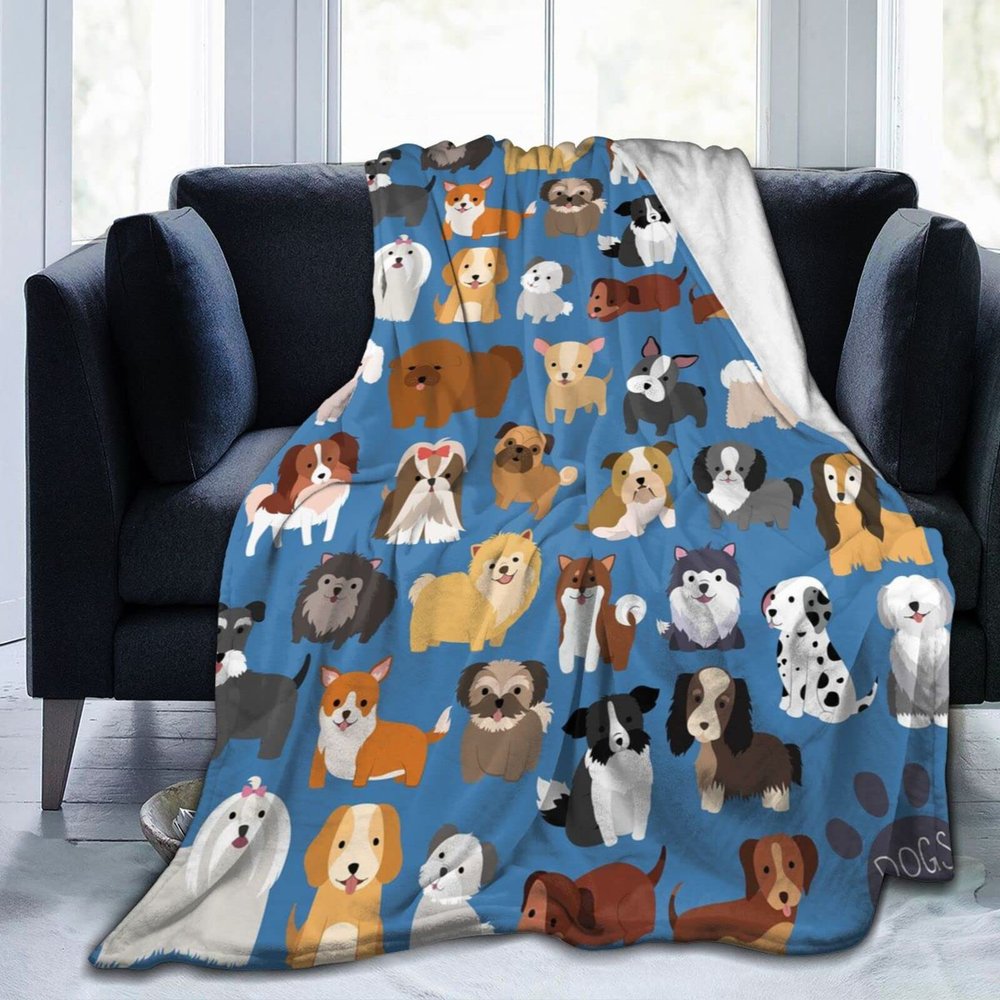 fifbird Puppy Print Throw Blanket, Ultra Soft, Warm, All Seasons