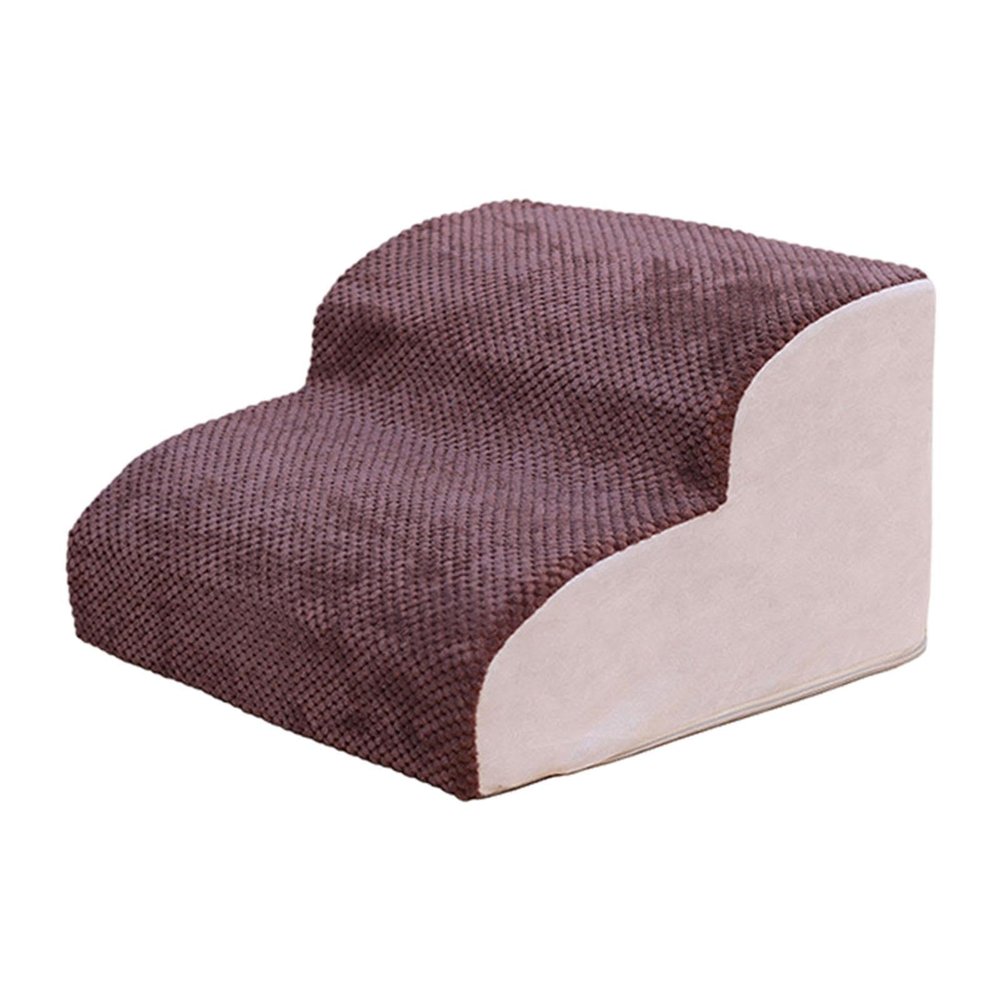 perfk Dog Stairs for Small Dogs, 3-Step High-Density Foam, Extra-Wide Non-Slip Pet Stairs for High Beds or Couches, Coffee #2