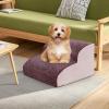perfk Dog Stairs for Small Dogs, 3-Step High-Density Foam, Extra-Wide Non-Slip Pet Stairs for High Beds or Couches, Coffee #2 view 2
