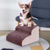 perfk Dog Stairs for Small Dogs, 3-Step High-Density Foam, Extra-Wide Non-Slip Pet Stairs for High Beds or Couches, Coffee #2 view 3
