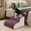 perfk Dog Stairs for Small Dogs, 3-Step High-Density Foam, Extra-Wide Non-Slip Pet Stairs for High Beds or Couches, Coffee #2 view 4