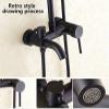 Black Wall-Mounted Bathroom Faucet and Brass Mixer Shower Set for Hotels view 3