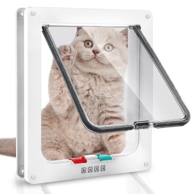 4-Way Lock Cat Door, Weather-Resistant, 28 × 25 × 5.5 cm