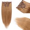 Clip-In Human Hair Extensions for Women, Straight Remy Hair, Full Head, 7 Pieces with 16 Clips, Brown, 16 in (41 cm) view 4