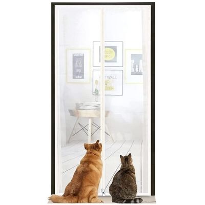 Scratch-Resistant Cat Screen Door with Zipper, White, 90 x 200 cm