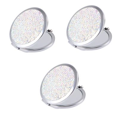 MAGICLULU 3-Piece Set Compact Folding Pocket Mirrors, Glittery Double-Sided Makeup Mirrors for Women