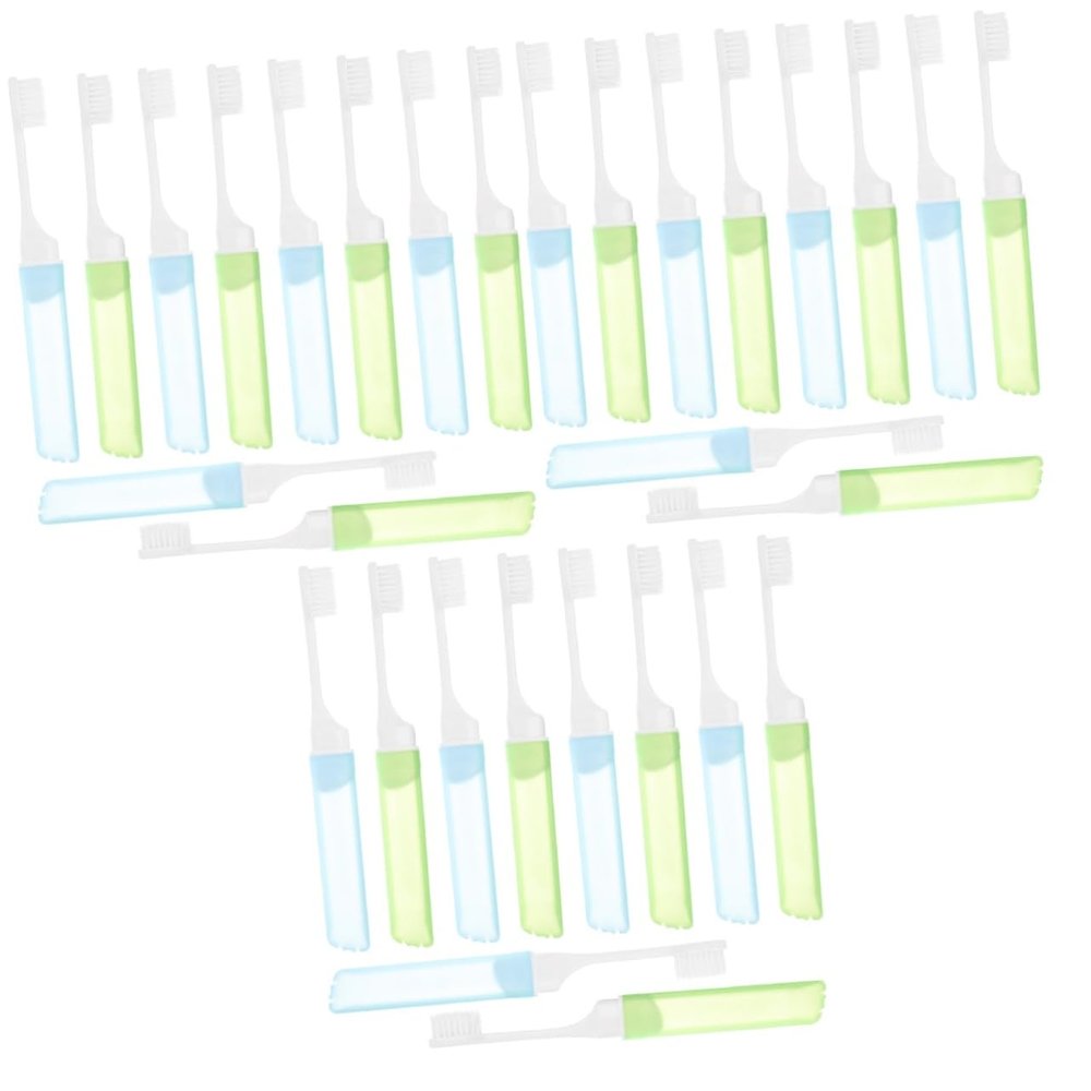 Healvian 3 Sets Foldable Travel Toothbrushes with Soft Bristles, Mini Oral Cleaning Brush, 10 Pieces × 3