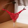 Kielsjajd Women's Open-Crotch Lace Thong Set with Pearl Flower Details view 2