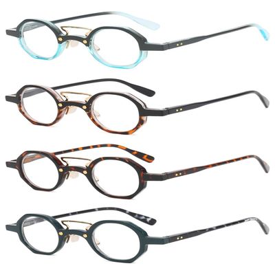 VEVESMUNDO Round Retro Reading Glasses for Men and Women, Clear Leopard-Print Plastic Frames, +1.0 to +4.0 (4-Piece Set, +3.5)