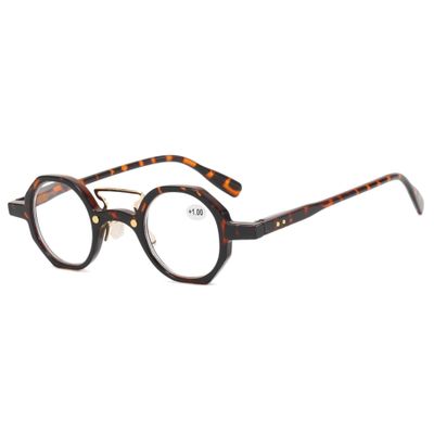 Lanomi Polygon Reading Glasses, Leopard Print, +3.5, Plastic, No Blue-Light Filter