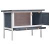 1-Level Rabbit Hutch, LAPOOH Rabbit Cage, Double-House Hutch, Small Animal Shelter, Gray Wood view 2
