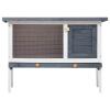 1-Level Rabbit Hutch, LAPOOH Rabbit Cage, Double-House Hutch, Small Animal Shelter, Gray Wood view 3