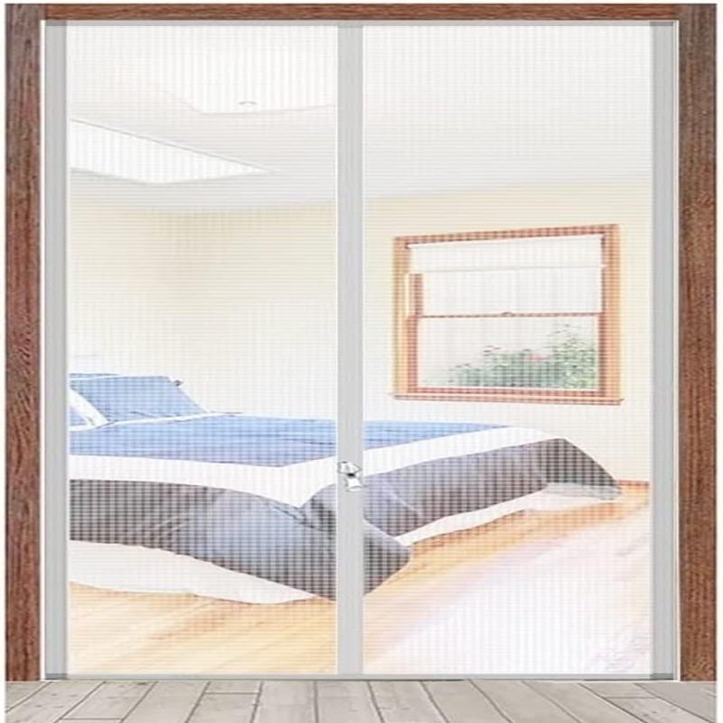 Pet Screen Door, Thickened Cat-Resistant Mesh with Zipper, Silver, 90 x 200 cm