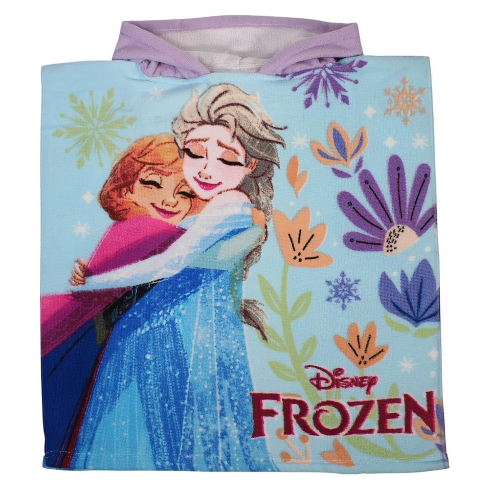 Disney Frozen Elsa & Anna Quick-Dry Hooded Bath Poncho for Girls, 55 x 110 cm, Ages 3–6, Turquoise