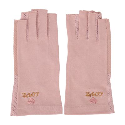 UV Protection Fingerless Gloves for Gel Nail Lamps, Pale Pink-Gray