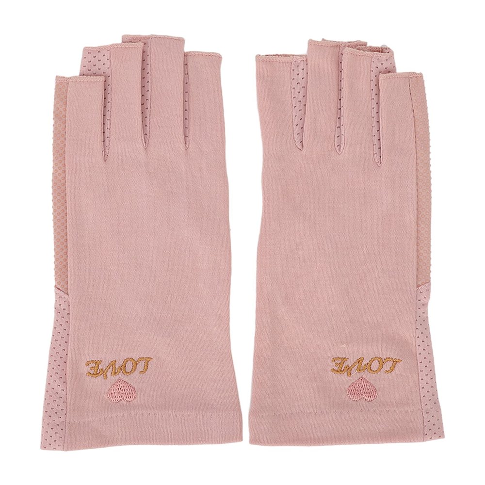 UV Protection Fingerless Gloves for Gel Nail Lamps, Pale Pink-Gray