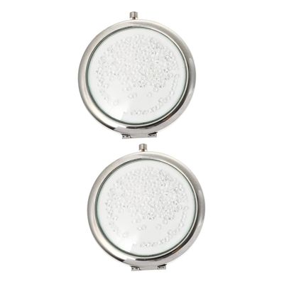 MAGICLULU 2-Pack Compact Double-Sided Folding Makeup Mirrors for Women, Small Round Travel Mirror with Light