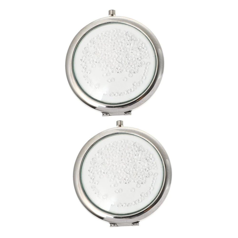 MAGICLULU 2-Pack Compact Double-Sided Folding Makeup Mirrors for Women, Small Round Travel Mirror with Light