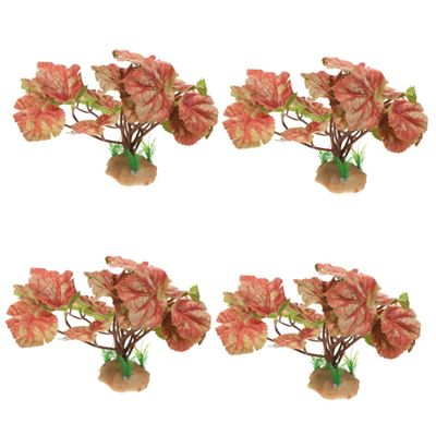 BESPORTBLE 4-Piece Artificial Plant Decorations for Terrariums and Aquariums, Reptile Plant Ornaments with Bases for Easy Installation, for Lizards, Snakes, and Fish