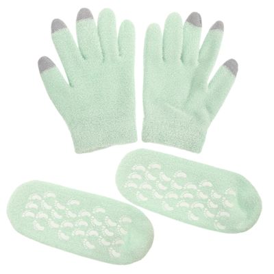 Moisturizing Gloves and Gel Socks Set, Plume Yarn, Light Green
