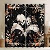 Cute Skull Window Curtains, Cartoon Skeleton Couple, Kawaii Design view 1