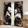 Cute Skull Window Curtains, Cartoon Skeleton Couple, Kawaii Design view 2