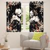 Cute Skull Window Curtains, Cartoon Skeleton Couple, Kawaii Design view 4