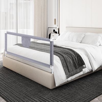 Willonin Baby Bed Rail, Fall Protection, Height-Adjustable, for Children's Beds and Cribs, with Breathable Mesh (200 cm, Gray)