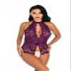 GMDNS Women's Sexy Lingerie, Open Crotch, Free Slut, Sexy Pajamas, Passion Jumpsuit, Seduction Jumpsuit, Purple, XL view 3