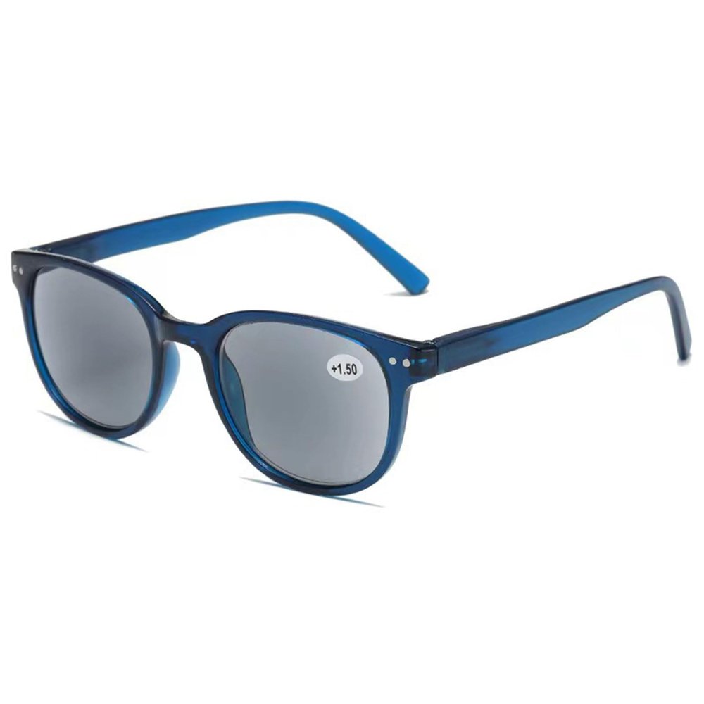 Lanomi Rectangular Tinted Reading Glasses with Sun Protection, Transparent Blue, +3.0